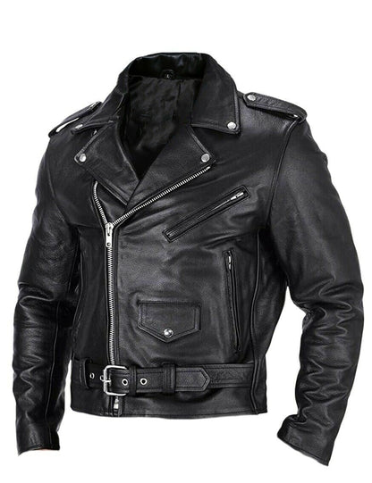 Lazaro | Veste de moto en cuir slim fit pour homme - Image 1