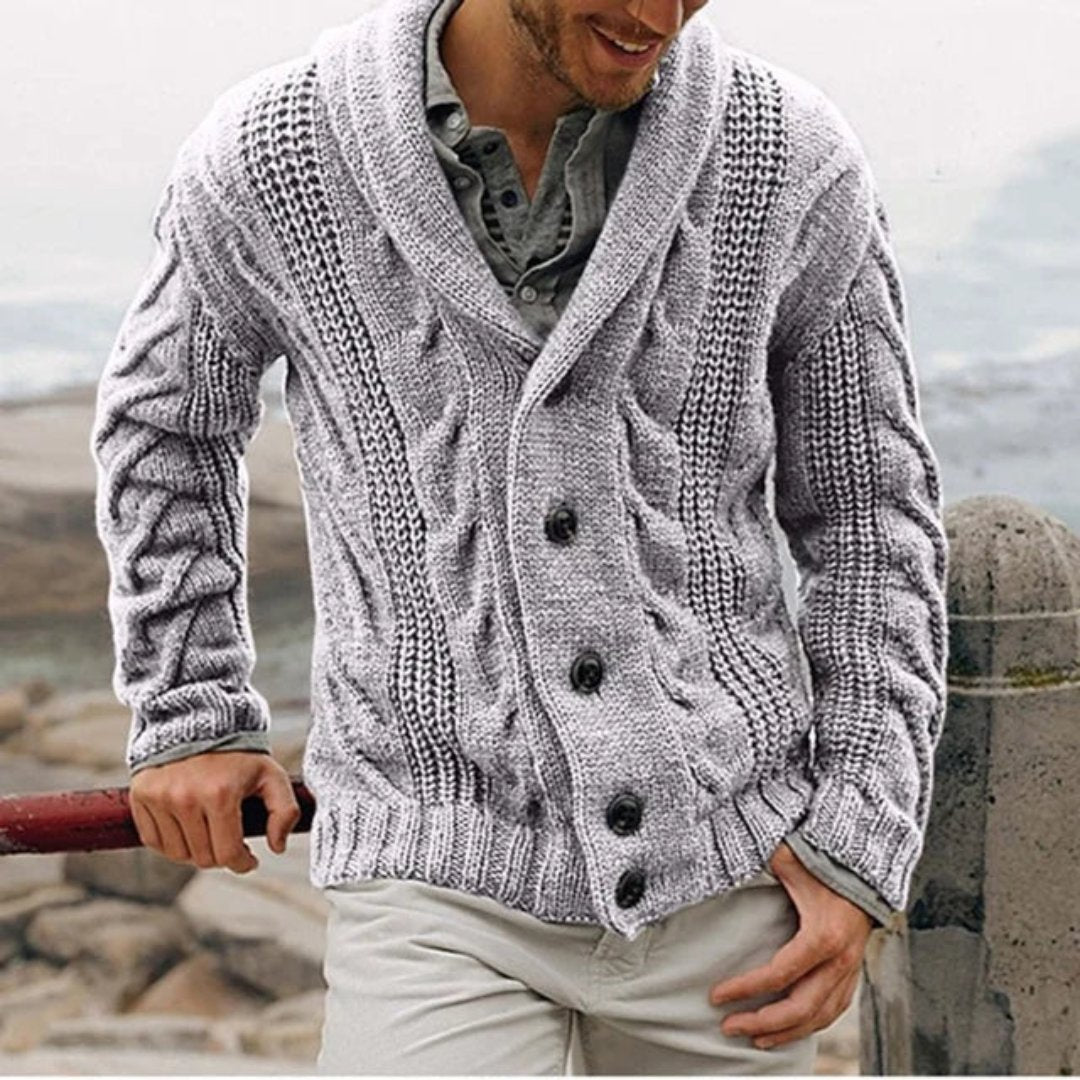 Jessy | Pull Homme Col Châle Tricot Câble - Image 4
