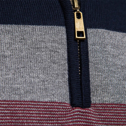 Erwan | Pull rayé à quart de fermeture éclair pour homme - Image 3