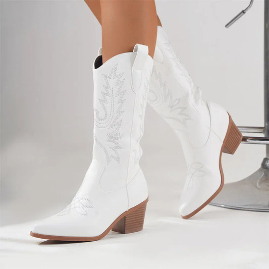 Angélique | Bottes de cowboy hautes à talons carrés pour femmes - Image 2