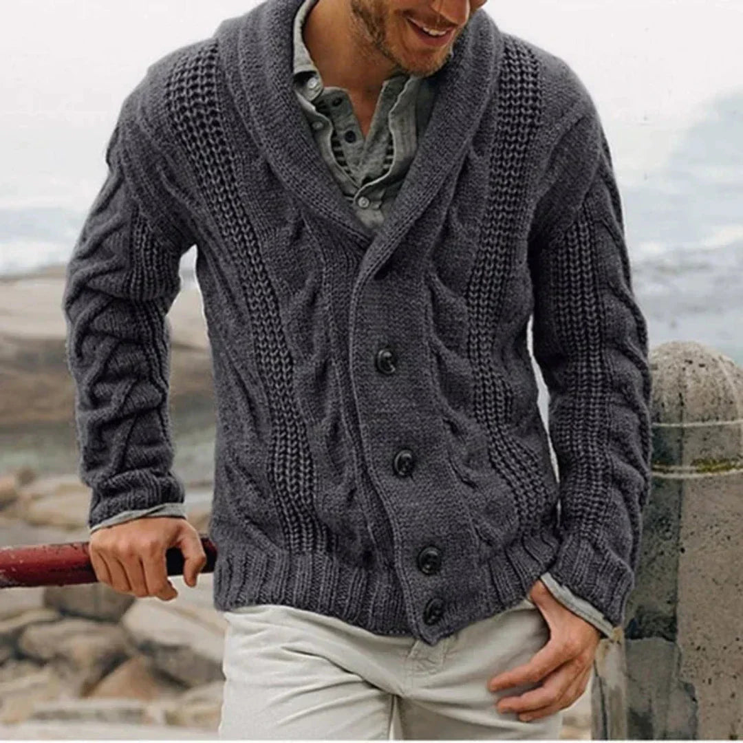 Jessy | Pull Homme Col Châle Tricot Câble - Image 3