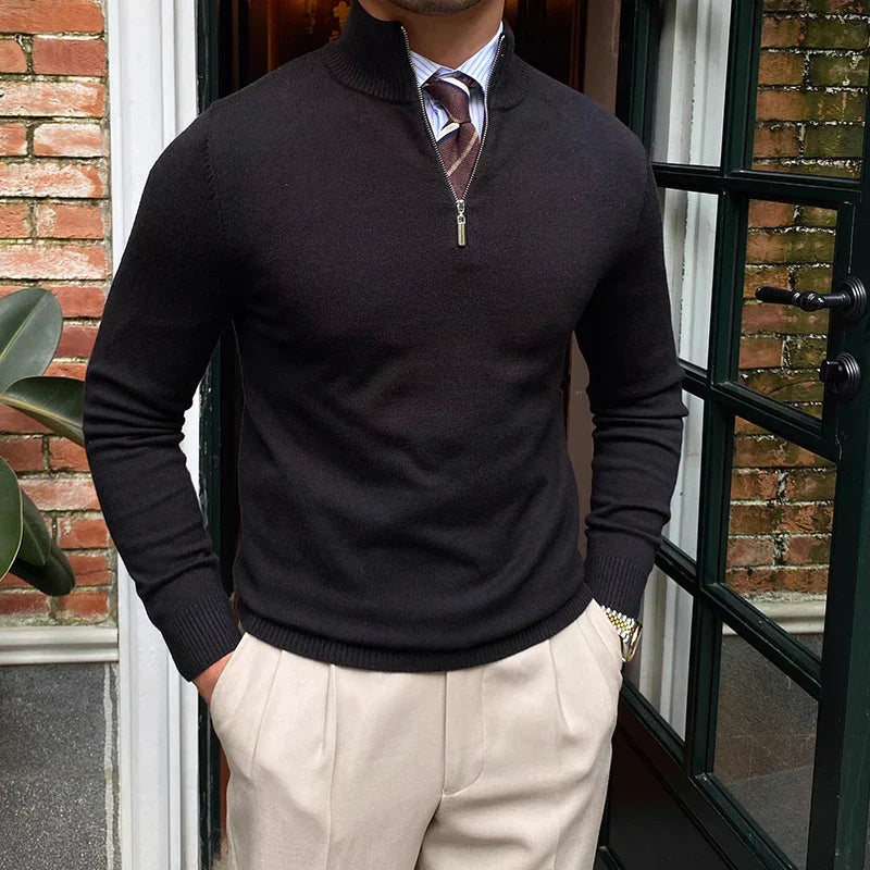 Erwan | Pull Homme Col Montant Zippé au Quart - Image 1