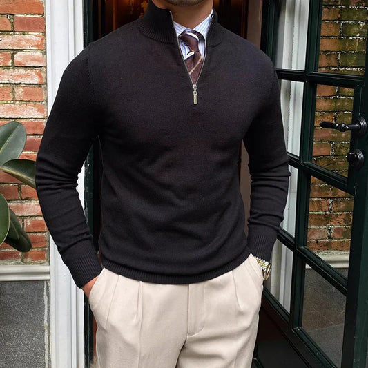 Erwan | Pull Homme Col Montant Zippé au Quart - Image 1