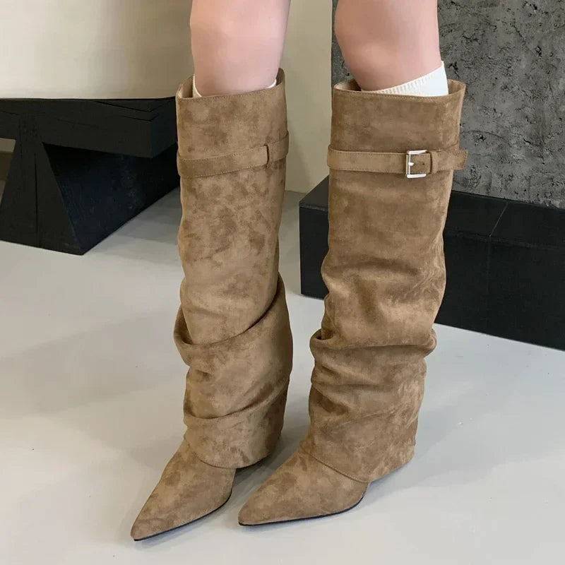 Mirella | Bottes Slouch Femme Montantes Genou Bout Pointu - Image 5