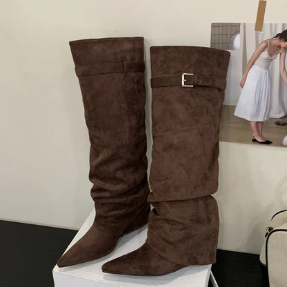 Mirella | Bottes Slouch Femme Montantes Genou Bout Pointu - Image 1