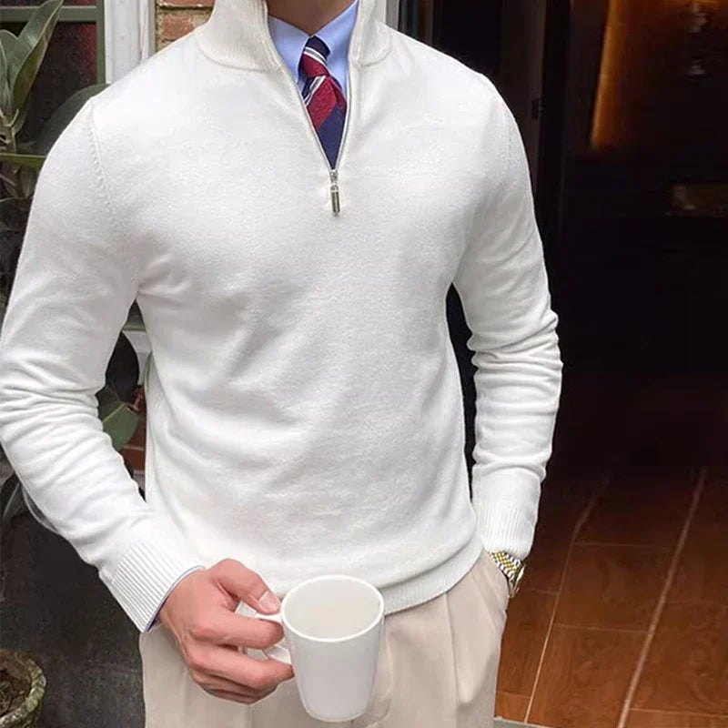 Erwan | Pull Homme Col Montant Zippé au Quart - Image 3