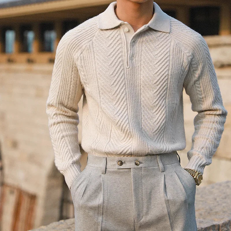 Roméo | Pull Polo Homme en Tricot Texturé - Image 3