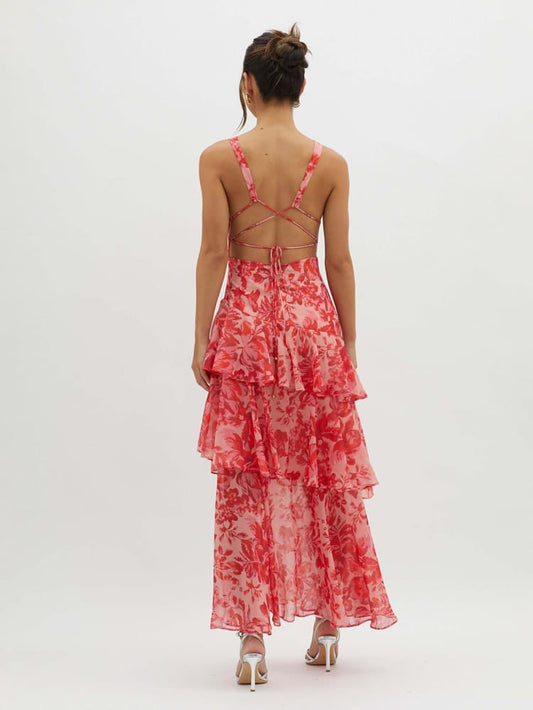 Monia | Robe longue à bretelles et volants dans le dos pour les événements printaniers - Image 2