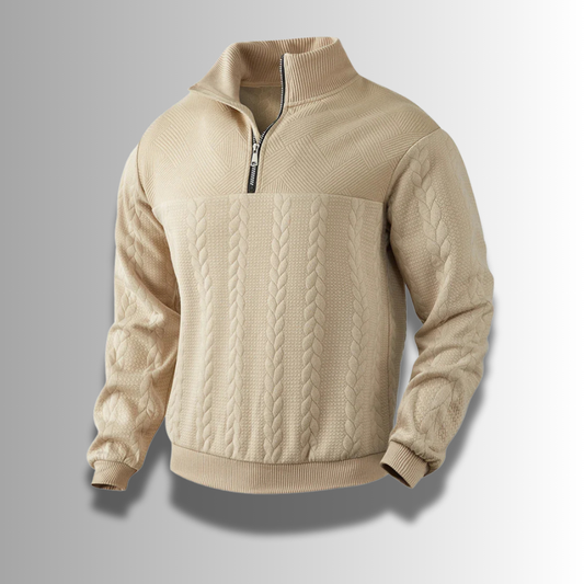 Fabrice | Pull Homme Maille Côtelée avec Fermeture Éclair 1/4 - Image 1