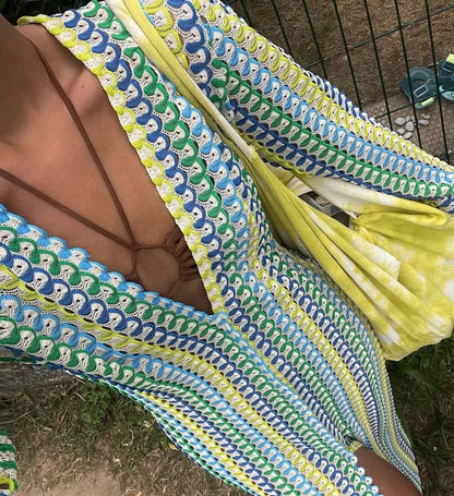 Catarina | Robe longue à rayures en crochet pour la plage et au-delà - Image 7