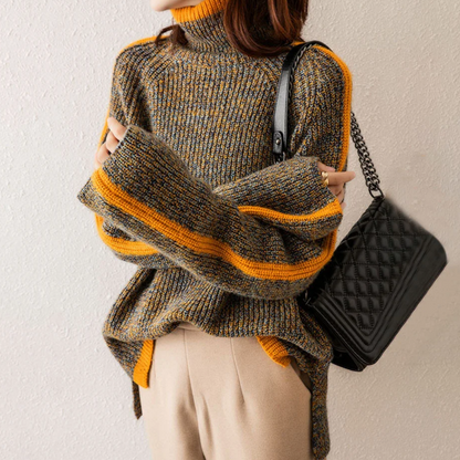Valérie | Pull rayé à col roulé pour femme - Image 3