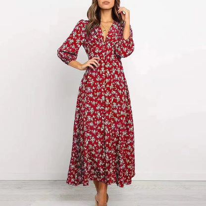 Abigaëlle | Robe élégante à col en V et à fleurs pour toutes les occasions - Image 4
