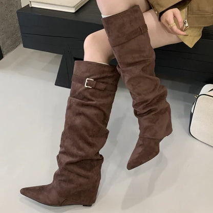 Mirella | Bottes Slouch Femme Montantes Genou Bout Pointu - Image 3