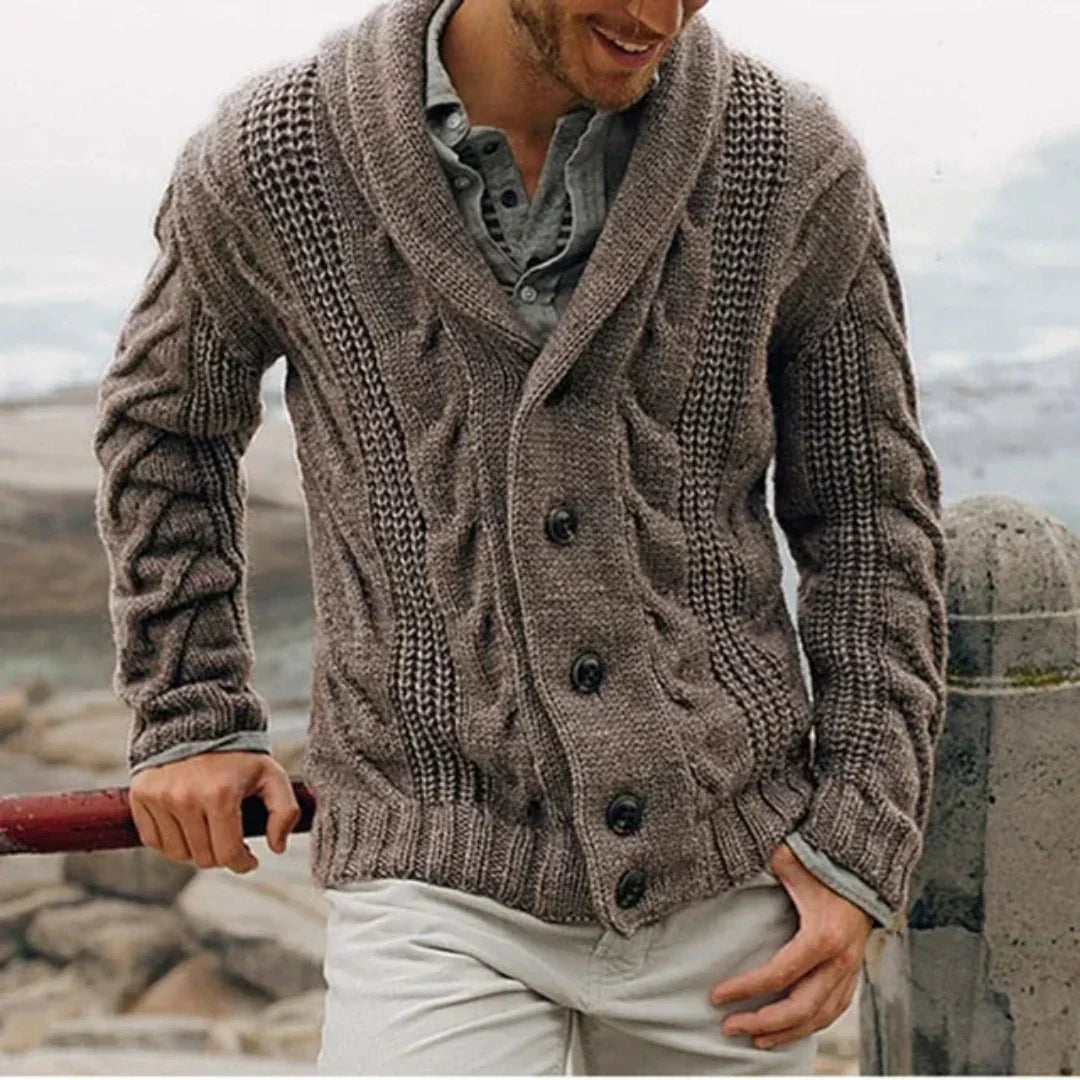 Jessy | Pull Homme Col Châle Tricot Câble - Image 2