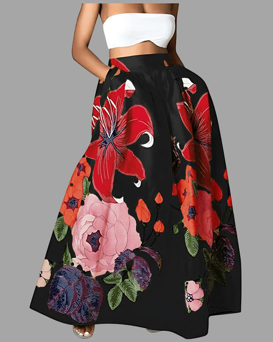 Nesrine | Jupe longue florale fluide - Image 1