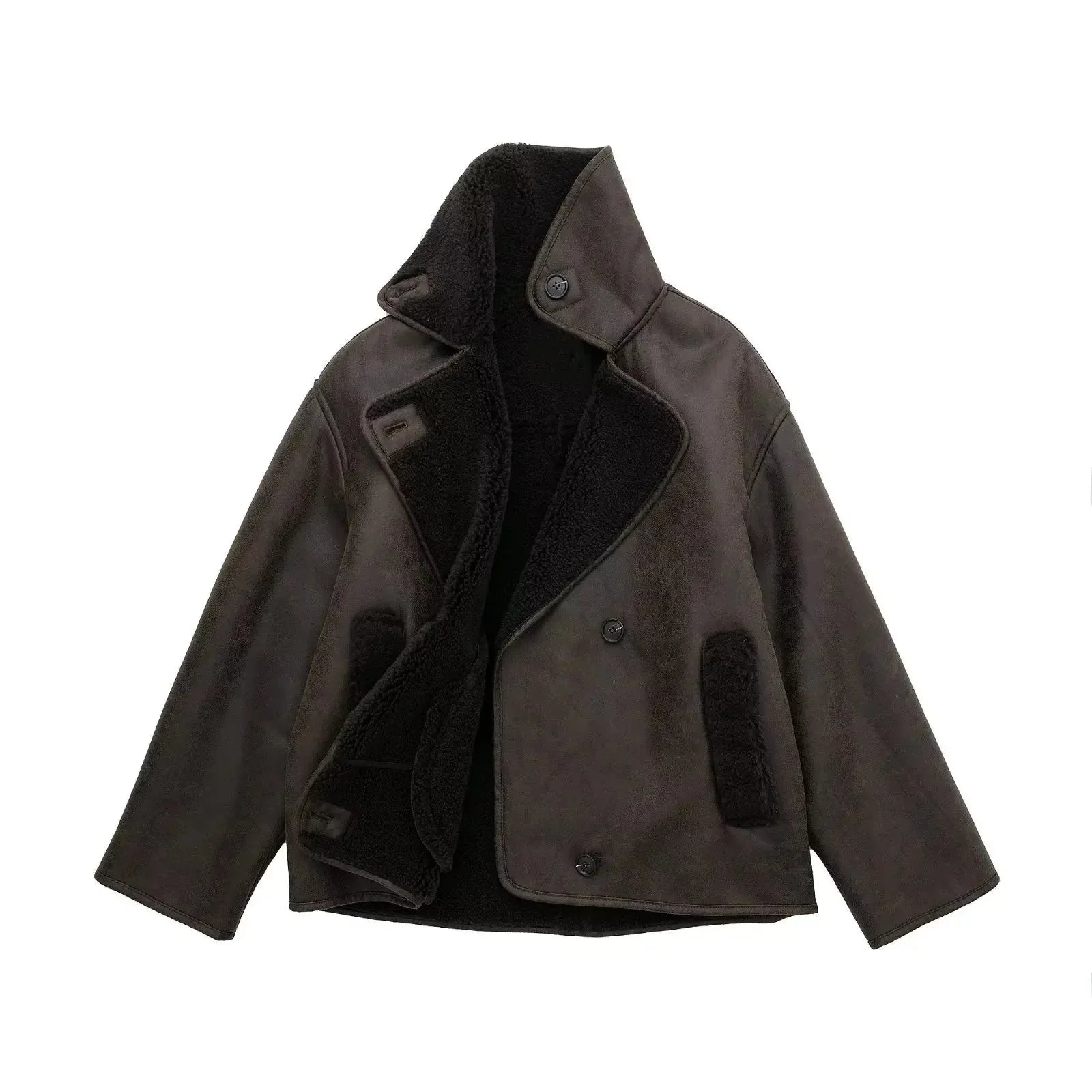 Yasmine | Veste croisée doublée en sherpa pour femme - Image 2