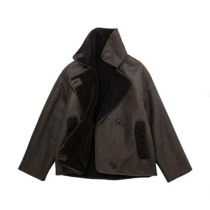 Yasmine | Veste croisée doublée en sherpa pour femme - Image 2