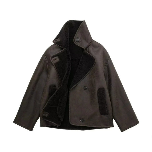 Yasmine | Veste croisée doublée en sherpa pour femme - Image 2