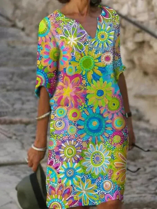 Kamilia | Robe droite d'été florale à imprimé vibrant - Image 2