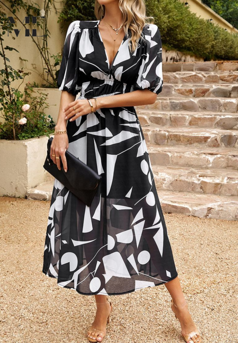 Catarina | Robe midi florale à manches bouffantes - Image 12