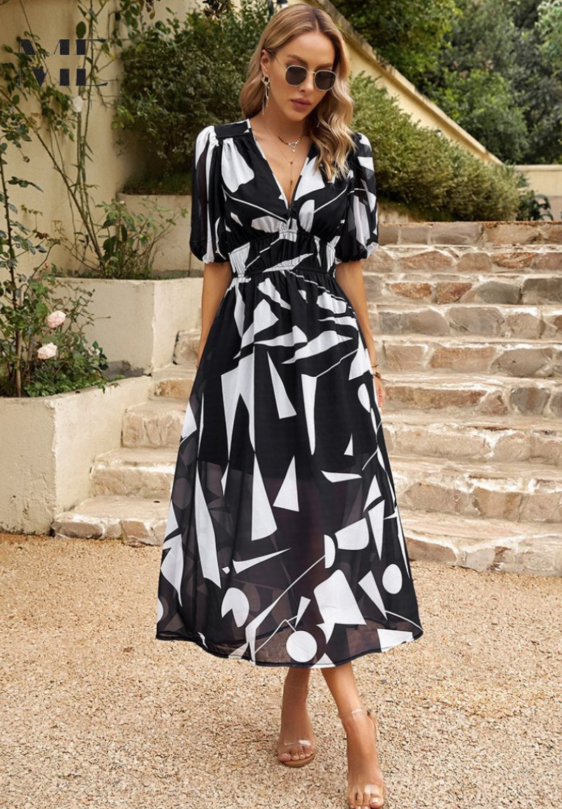 Catarina | Robe midi florale à manches bouffantes - Image 16