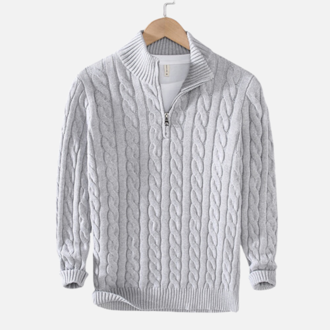 Franck | Pull Homme Col Zippé Maille Câble - Image 1