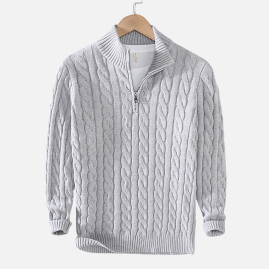 Franck | Pull Homme Col Zippé Maille Câble - Image 1