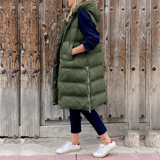 Édith | Veste Longue Sans Manches Matelassée pour Femme - Image 1