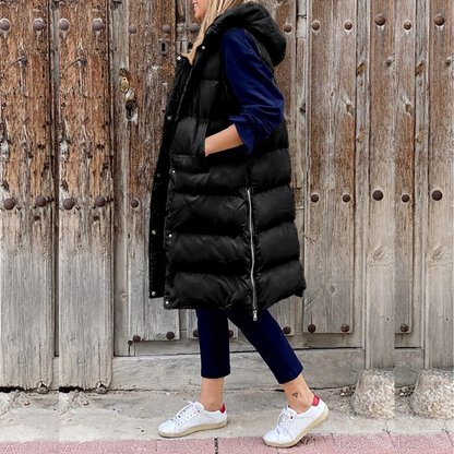 Édith | Veste Longue Sans Manches Matelassée pour Femme - Image 3