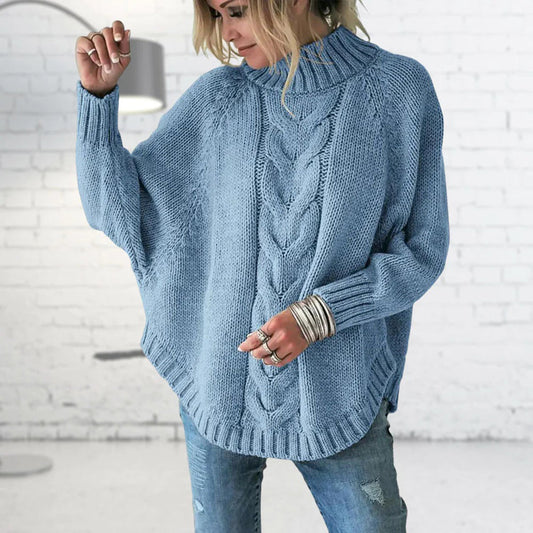 Mae | Pull Femme Oversize Col Roulé en Tricot Côtelé - Image 1