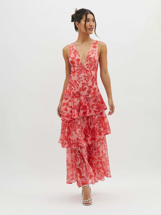 Monia | Robe longue à bretelles et volants dans le dos pour les événements printaniers - Image 1