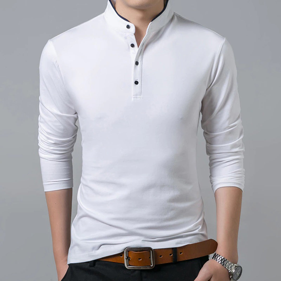 Nassim | Polo à Manches Longues Boutonné pour Homme - Image 3