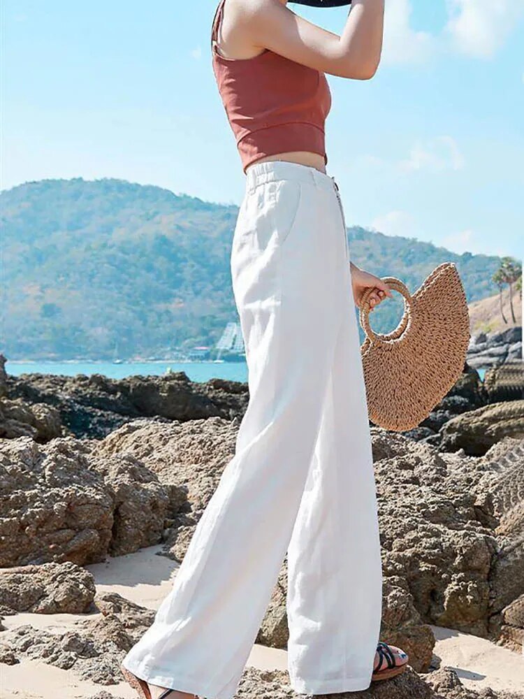 Clarisse | Pantalon de lin élégant et léger à taille haute pour femmes - Image 2