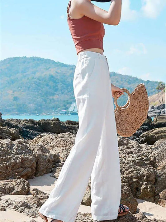 Clarisse | Pantalon de lin élégant et léger à taille haute pour femmes - Image 2