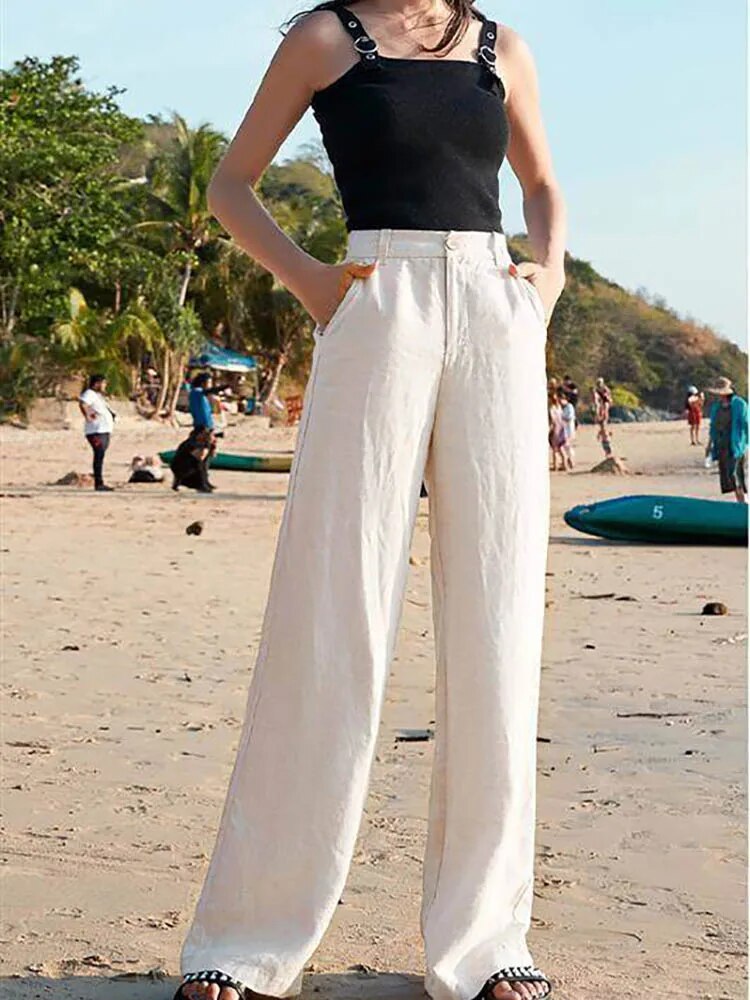 Clarisse | Pantalon de lin élégant et léger à taille haute pour femmes - Image 4