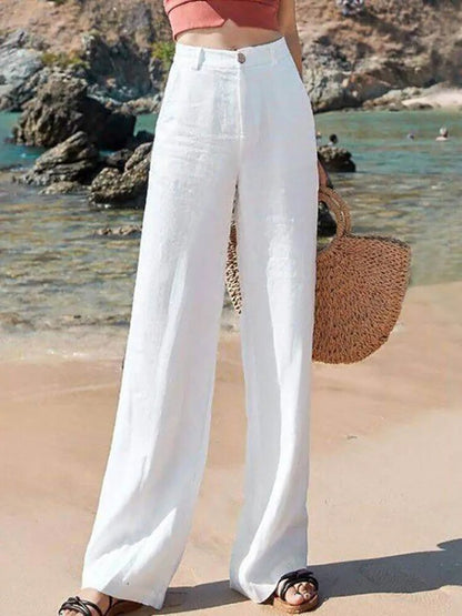 Clarisse | Pantalon de lin élégant et léger à taille haute pour femmes - Image 1