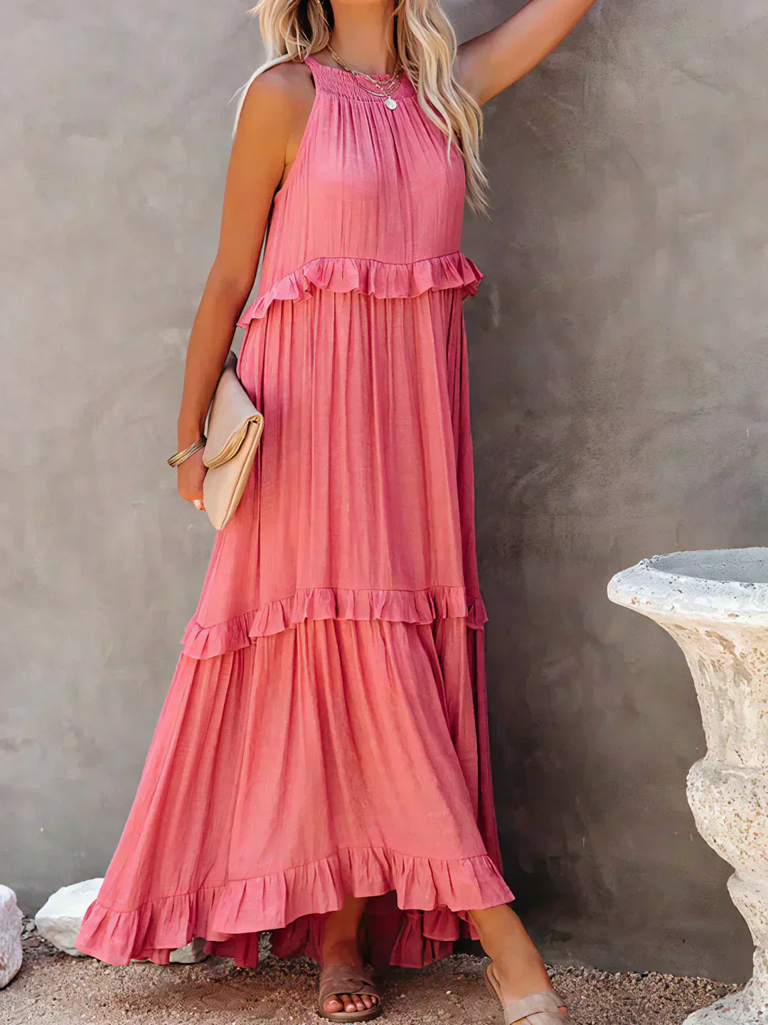 Brigitte | Robe sans manches élégante à bordures à volants pour toutes les occasions - Image 8