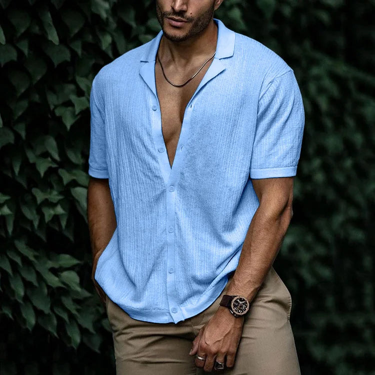 Lambert | Chemise d'été en lin pour hommes avec fermeture à boutons - Image 1