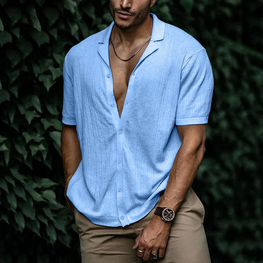 Lambert | Chemise d'été en lin pour hommes avec fermeture à boutons - Image 1