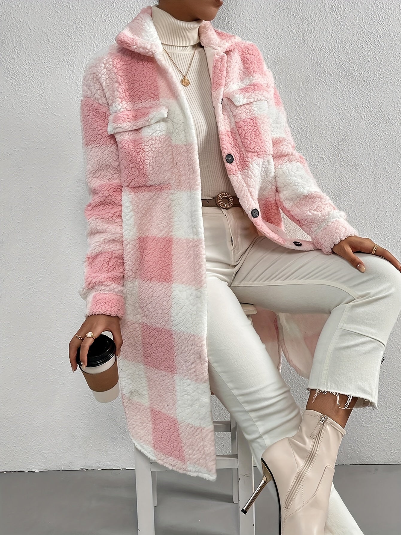 Gabriella | Manteau Long à Carreaux pour Femme - Image 1