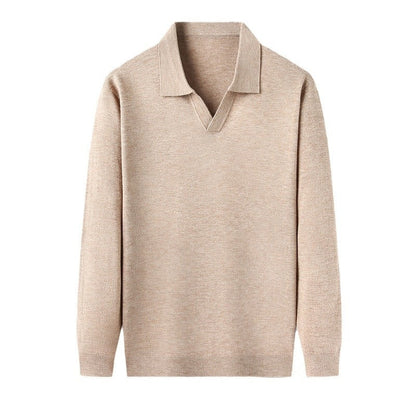 Prince | Polo Homme Manches Longues Col V Coupe Slim - Image 3