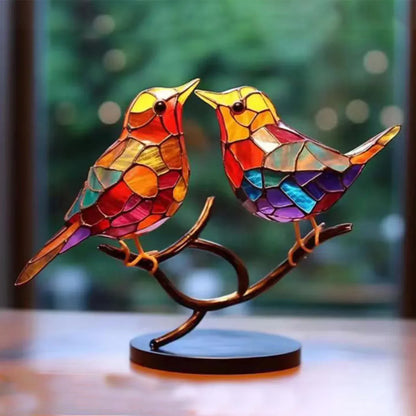 Acrylfugle på Gren Skulptur – Elegant Kunstnerisk Hjem Deko