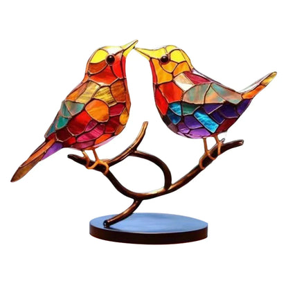 Acrylfugle på Gren Skulptur – Elegant Kunstnerisk Hjem Deko