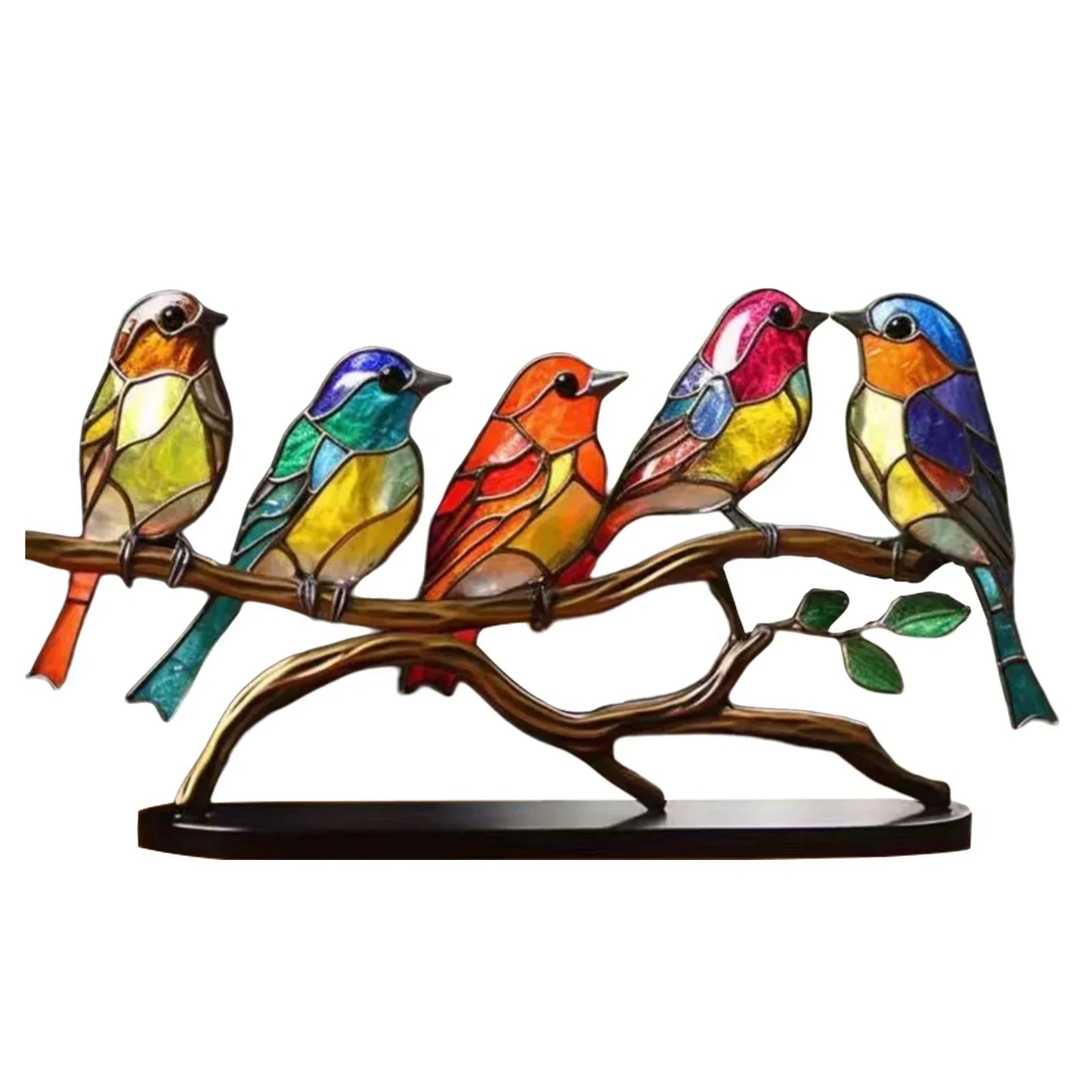 Acrylfugle på Gren Skulptur – Elegant Kunstnerisk Hjem Deko