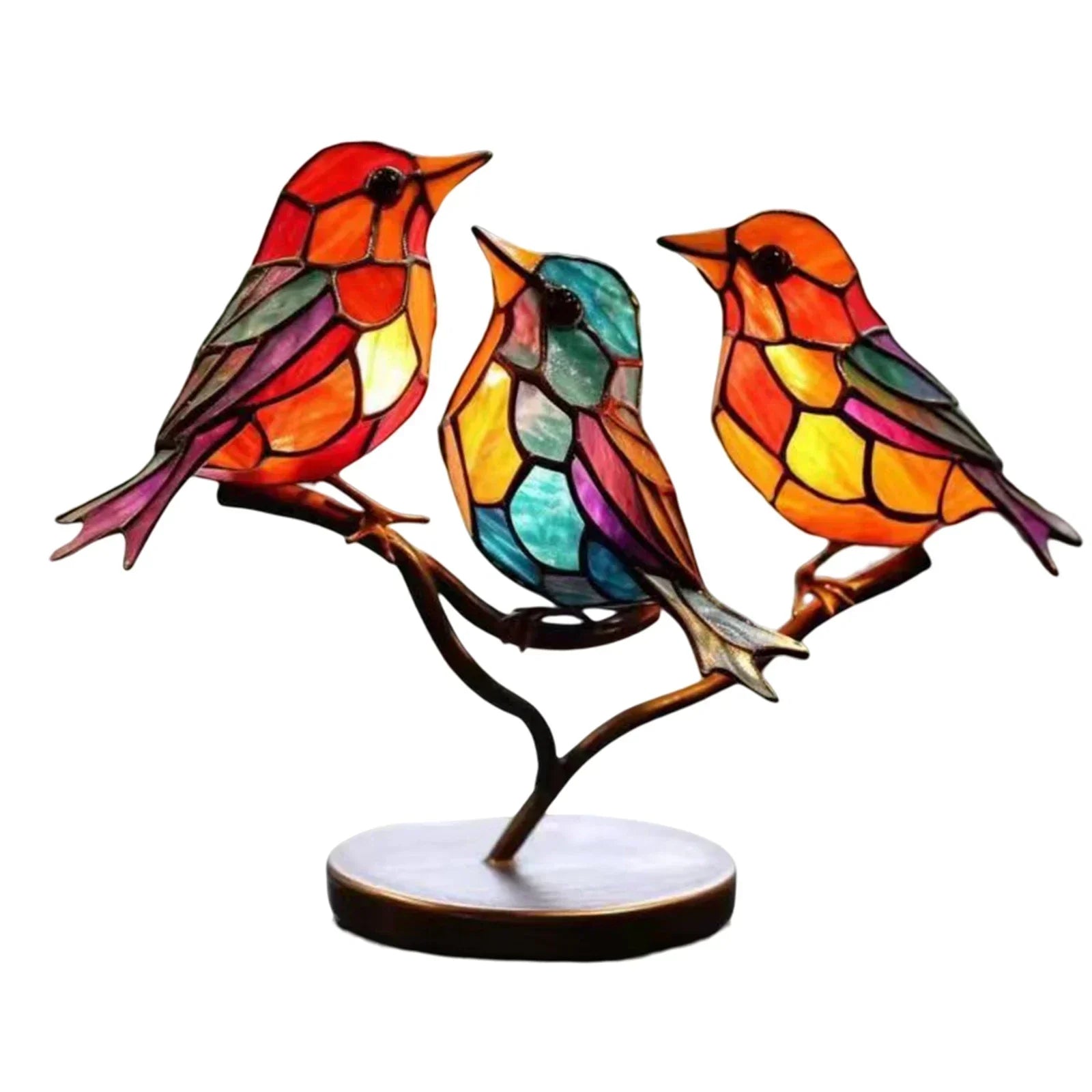 Acrylfugle på Gren Skulptur – Elegant Kunstnerisk Hjem Deko