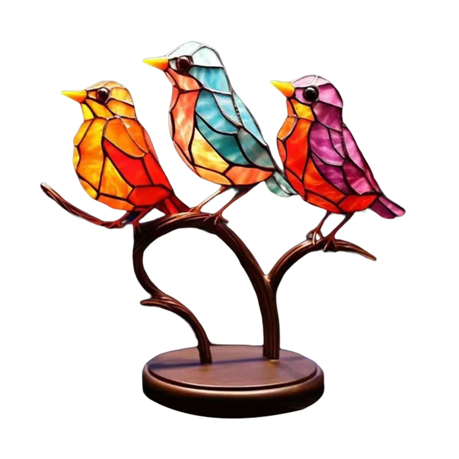 Acrylfugle på Gren Skulptur – Elegant Kunstnerisk Hjem Deko
