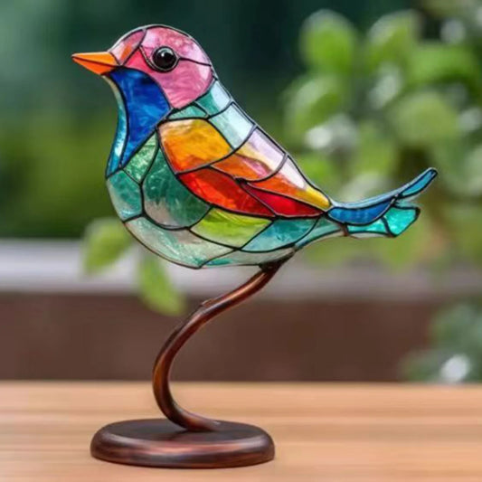 Acrylfugle på Gren Skulptur – Elegant Kunstnerisk Hjem Deko