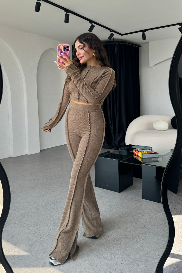 Image of Alvilda | Dame Cropped Langærmet Todelt Sæt