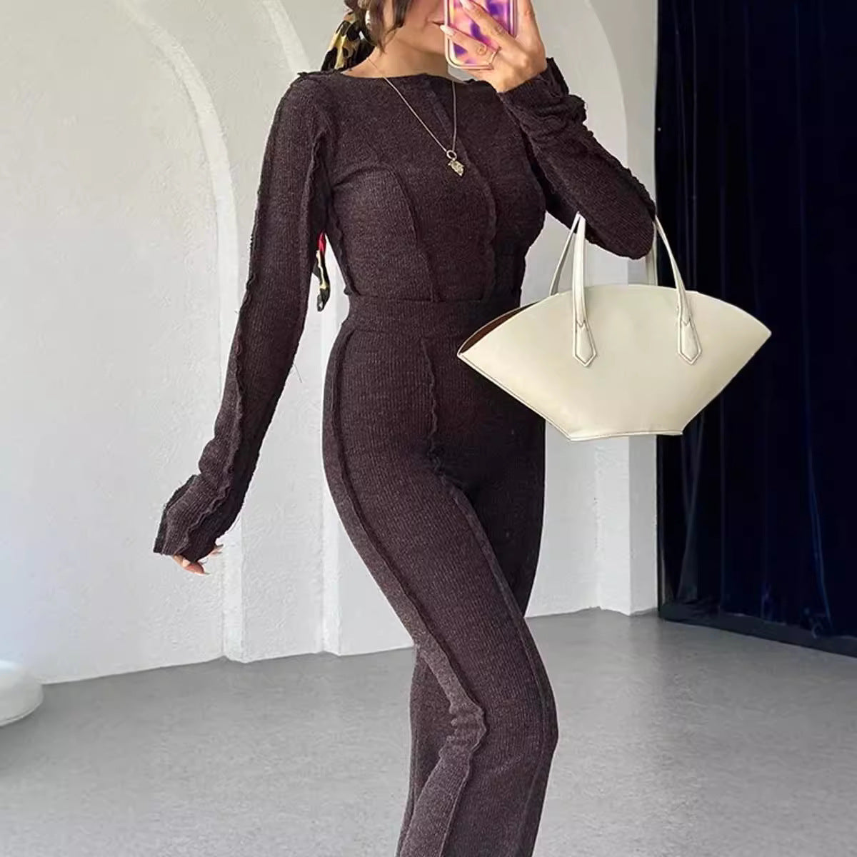 Image of Alvilda | Dame Cropped Langærmet Todelt Sæt