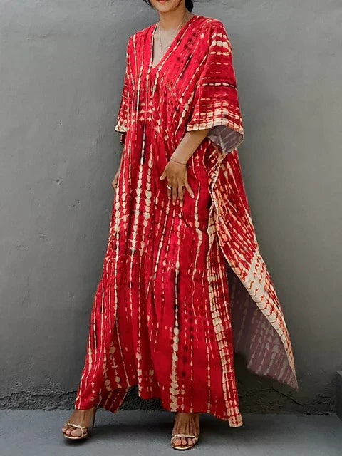 Amy | Ubesværet Boho Grøn Maxi Kjole til Kvinder i Casual Kaftan Stil